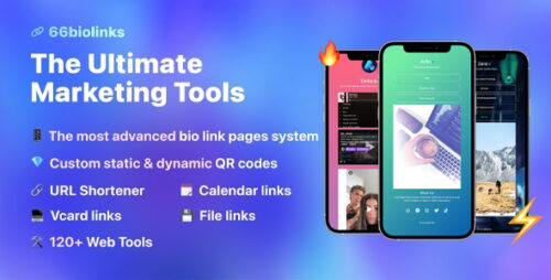 66biolinks v66.0.1 – Bio Links, URL Shortener, QR Codes & Web Tools (SAAS) + Addons Nulled