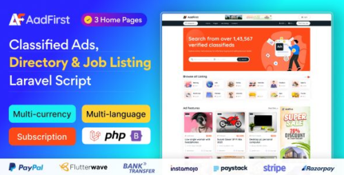 Aadfirst v5.0.0 - Classified Ads, Directory & Job Listing Laravel Script