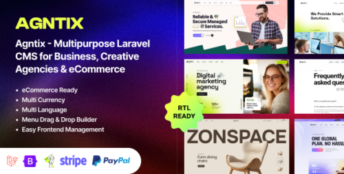 Agntix v1.2.1 - Multipurpose Laravel CMS for Business & eCommerce Script Nulled