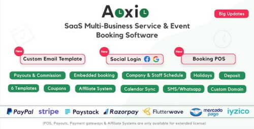 Aoxio v2.9 - SaaS Multi-Business Booking & Appointment Scheduling Software