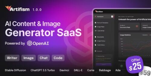 Artifism v6.9.0 – AI Content & Image Generator SaaS Nulled Download