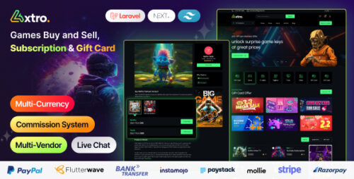 Axtro v2.1.0 - Games Buy and Sell, Subscription & Gift Card Laravel Script