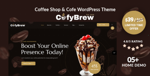 Cofybrew – Coffee Shop Cafe WordPress Theme