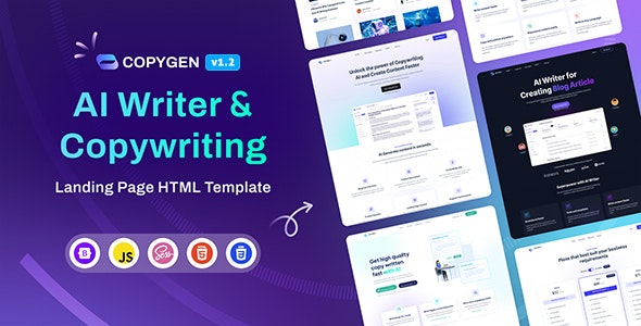 CopyGen - AI Writer Copywriting Landing Page HTML Template