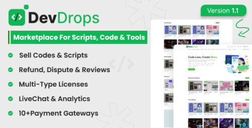 DevDrops v1.1.0 – Marketplace for Scripts, Code & Tools Script Download