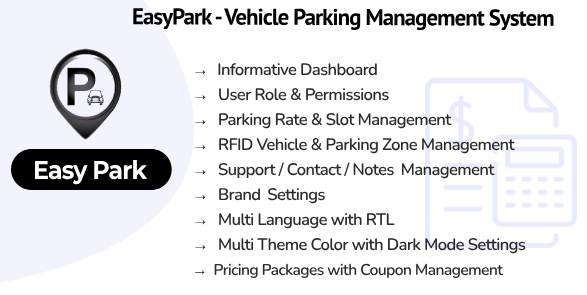 EasyPark SaaS v1.8 - Vehicle Parking Management System