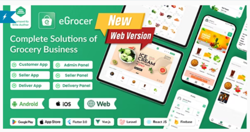 eGrocer v2.1.2 – Online Multi Vendor Grocery Store, eCommerce Marketplace Flutter Full App with Admin Panel Nulled