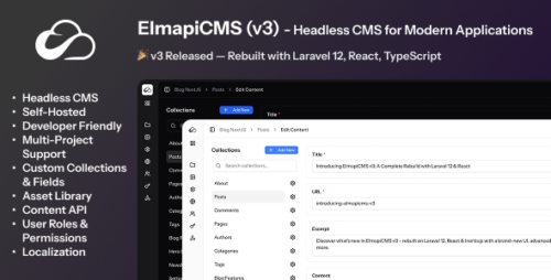 ElmapiCMS v3.0.0 – Headless CMS for building Content API