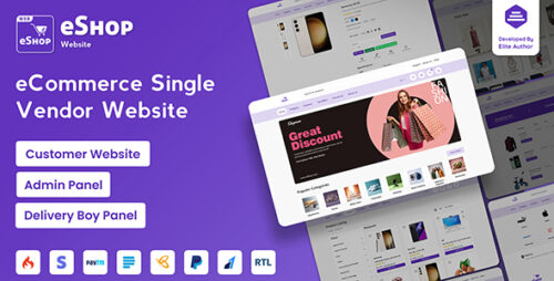 eShop Web v4.4.4 – eCommerce Single Vendor Website | eCommerce Store Website Nulled