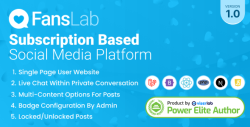 FansLab v1.0 – Subscription Based Social Media Platform Nulled