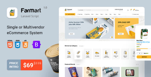 Farmart v1.23.9 – Single or Multivendor Laravel eCommerce System Nulled