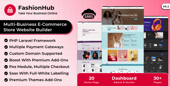 FashionHub SaaS v4.2 - eCommerce Website Builder For Seamless Online Business Script