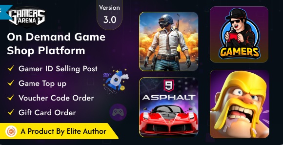 Gamers Arena v4.1 - Digital Online Game Store, Game Top Up , Voucher & Gamer ID Selling Tools Nulled
