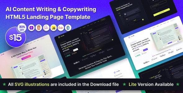 GenAI - AI Based Copywriting and Content Writing Landing Page Template
