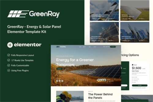 GreenRay - Energy Solar Panel Elementor Template Kit