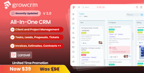 Grow CRM v3.2 - Laravel Project Management + Themes Nulled