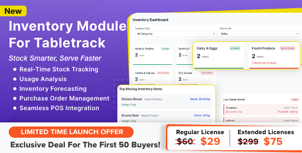Inventory Module for Tabletrack v1.0.70 - Tabletrack Addon