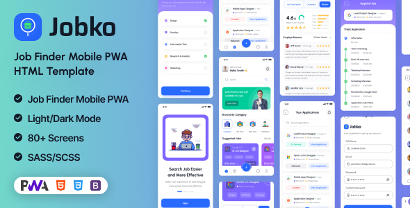 Jobko | Job Finder Mobile PWA HTML Template