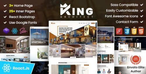 KingArchitect | Property Portfolio Real Estate React Template - No JQuery