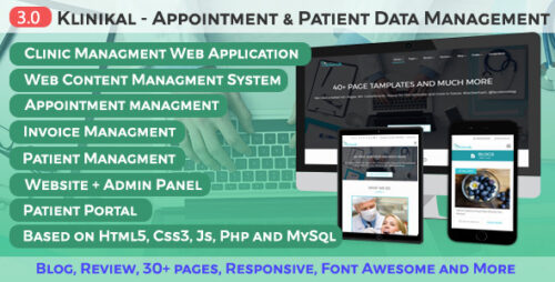 Klinikal v3.0 – Appointment & Patient Data Management Responsive Web Application