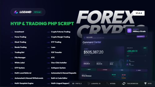 Lozand v1.1.0 - HYIP Investment, Forex, Stock and Crypto Trading platform PHP Script Nulled