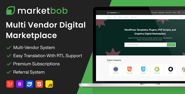 Marketbob v2.5 - Multi-Vendor Digital Marketplace Script Nulled