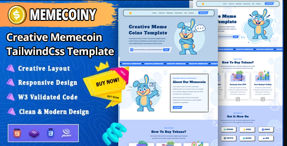 Memecoiny – Tailwindcss Meme coin ICO Crypto Template