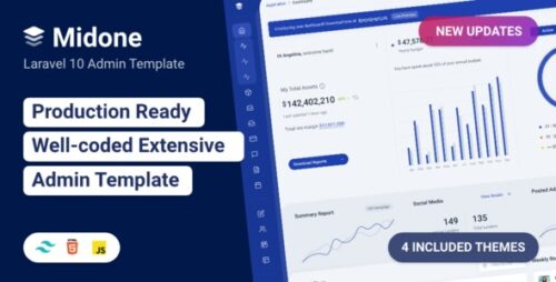 Midone - Laravel 10 Admin Dashboard Template + HTML Version