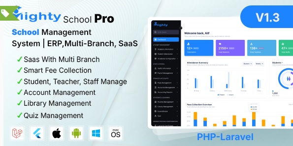 Mighty School Pro v1.3 - School Management System (ERP, Multi-Branch, SaaS All In One)