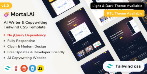 Mortal - AI Writer Copywriting Tailwind CSS Template
