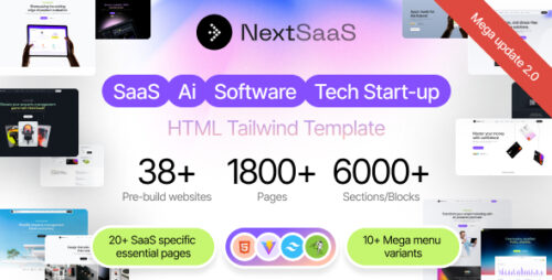 NextSaaS | SaaS, Software, Startup Tailwind Template
