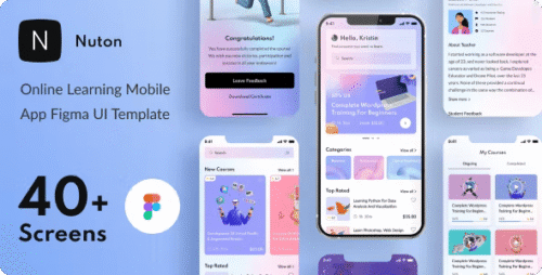 Nuton - Online Learning Mobile App Figma UI Template