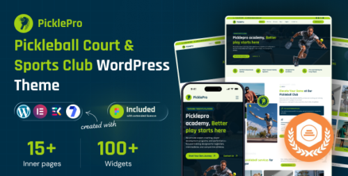 PicklePro – Pickleball Club Sports WordPress Theme