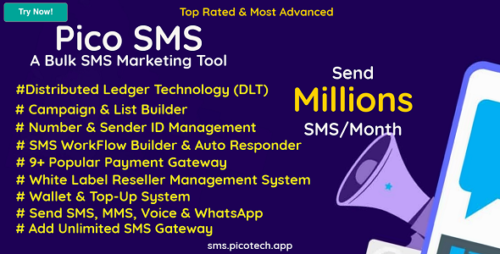PicoSMS v5.10 – A Bulk SMS Marketing Tool Nulled Download