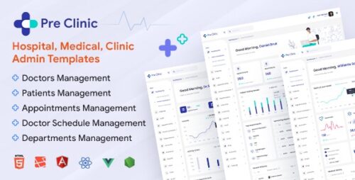 Preclinic - Medical Hospital Admin Dashboard Template for Healthcare Management (HTML, React)