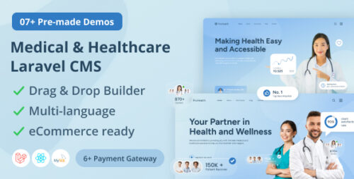Prohealth v2.0 – Medical and Healthcare Laravel CMS With Live Page Builder Nulled