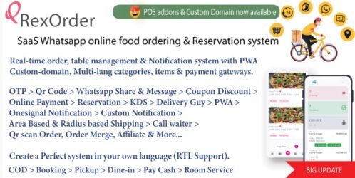QrexOrder v3.3.6 - SaaS QR Multiple Restaurants / WhatsApp Online ordering / Reservation system