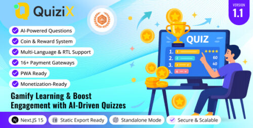 QuiziX v2.1.0 – AI Quiz & Trivia Game | Laravel + Next.js Gamified Quiz Platform
