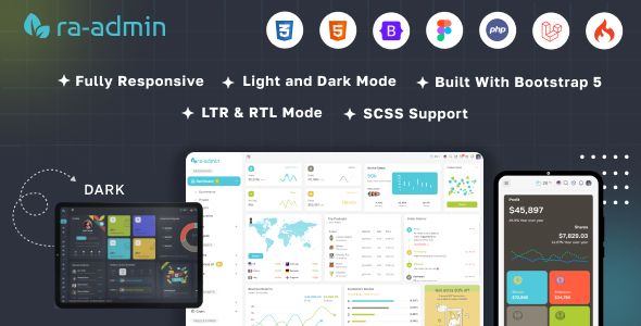 Ra-admin Boostrap, PHP, Laravel, codeigniter Figma Admin Dashboard Template