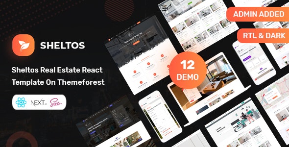 Sheltos - Real Estate React Next Js with Redux Toolkit , React Hooks API Routes Template