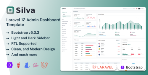 Silva - Laravel 12 Admin Dashboard Template