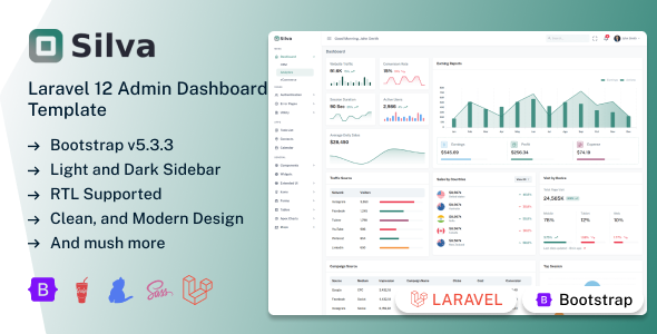 Silva - Laravel 12 Admin Dashboard Template