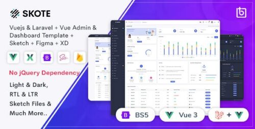 Skote - Vuejs + Laravel Admin Dashboard Template + Sketch