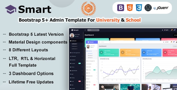 Smart - Bootstrap 5 Material Design Admin Dashboard Template for University, School Colleges