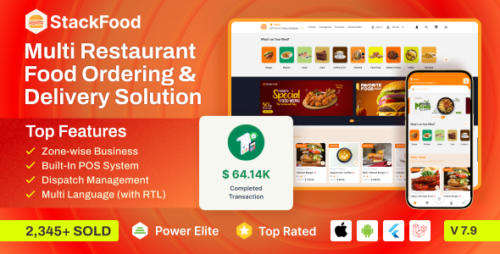StackFood Multi Restaurant v8.8 – Food Delivery App with Laravel Admin and Restaurant Panel Nulled