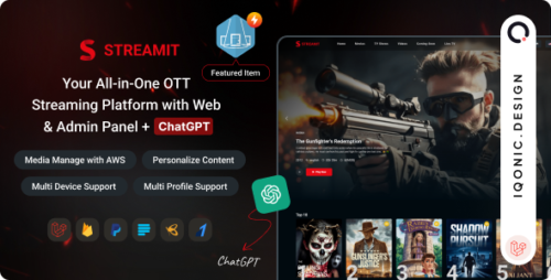 Streamit Laravel v2.1.1 – Movie, TV Show, Video Streaming Platform With Laravel with ChatGPT