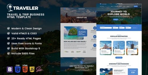 Traveler – Travel Trip Business Html Template