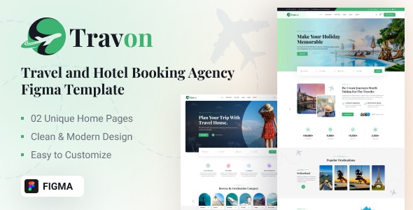 Travon - Travel And Hotel Booking Agency Figma Template