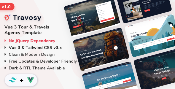 Travosy - Vue 3 Tour Travels Agency Template
