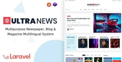 UltraNews v4.2.0 - Laravel Newspaper, Blog and Magazine Multilingual System Nulled
